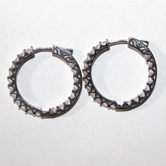 Sterling Silver Cubic Zirconia Hoop Earrings - Picture 2 of 8